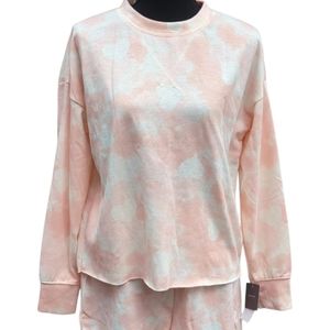 Grayson‎ Threads Lounge Set  Tie Dye Heart Print Long Sleeve Shorts Sz Me…